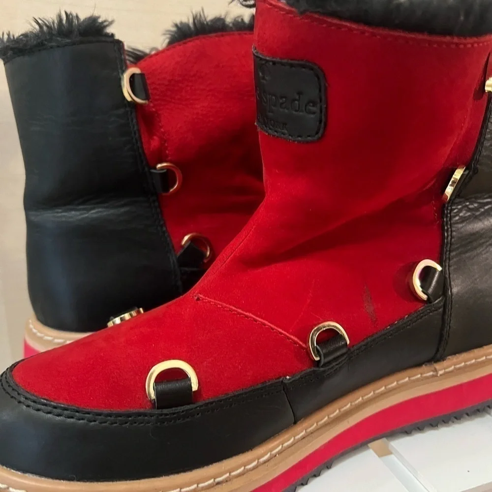 Kate Spade BOGO women’s red and black chinky boot missing laces size 7 ⚫️ - Picture 8 of 13